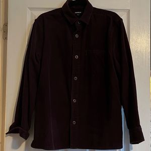 EXPRESS Burgundy Corduroy Button Shirt Men's L Large